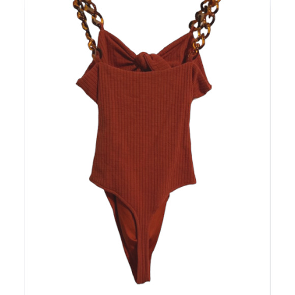 RUST & Ribbed Front Cut-out Bodysuit - Privacy Please - Medium - Picture 7 of 10